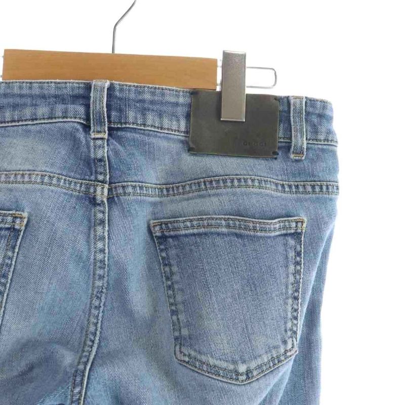 Gucci Jeans Denim Pants Zip Fly Logo Slim 42 Blue