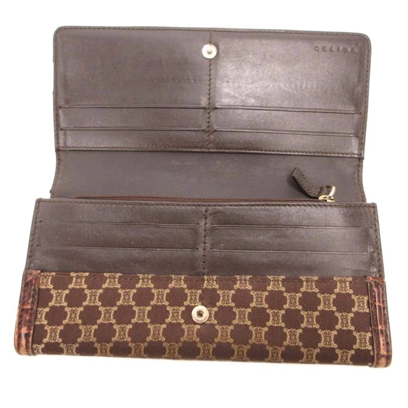 Celine Macadam Pattern Wallet Bifold Brown All Over Logo