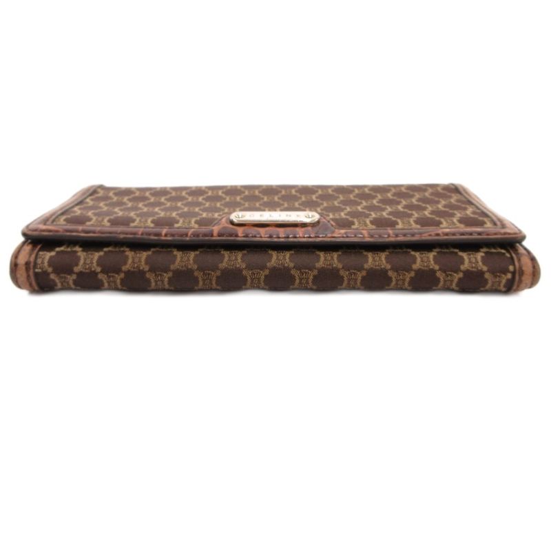 Celine Macadam Pattern Wallet Bifold Brown All Over Logo