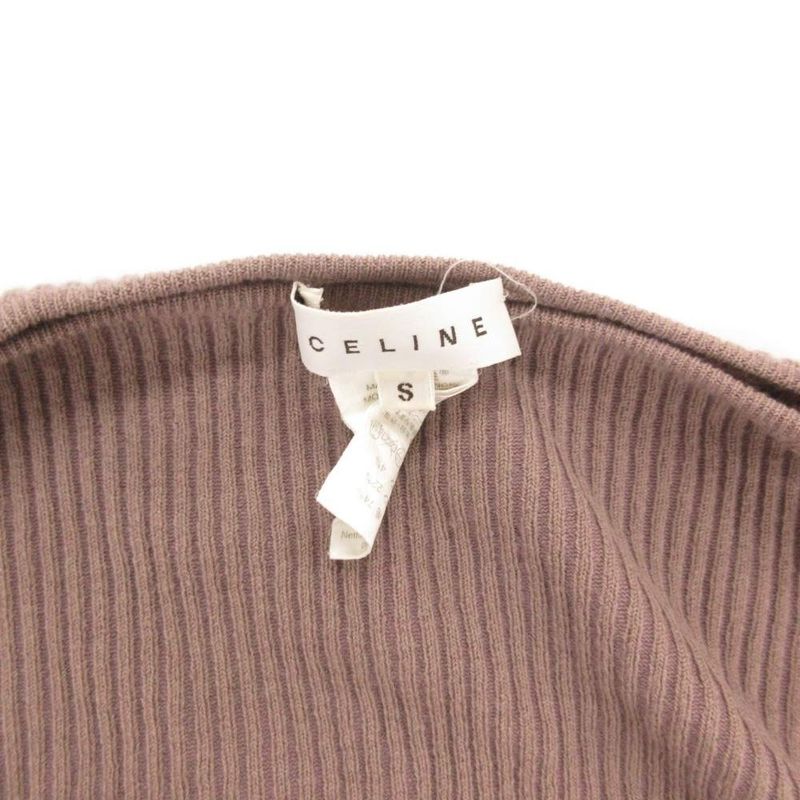 Celine Knit Sweater S Azuki Purple Long Sleeve Rib Red Bean Purple