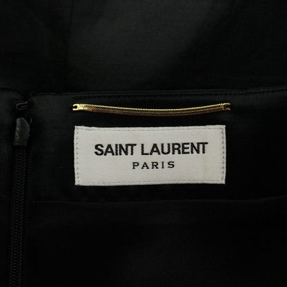 Saint Laurent Paris Satin Pencil Midi Skirt Wool Tight 38 Black