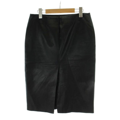Saint Laurent Paris Satin Pencil Midi Skirt Wool Tight 38 Black