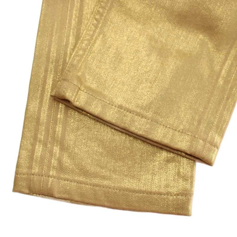 Louis Vuitton Stretch Pants 36 Gold Color Beige Straight Full Length