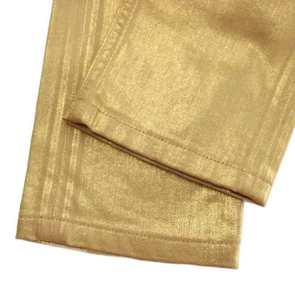 Louis Vuitton Stretch Pants 36 Gold Color Beige Straight Full Length