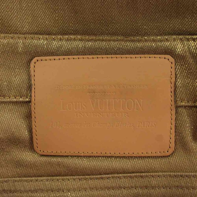 Louis Vuitton Stretch Pants 36 Gold Color Beige Straight Full Length