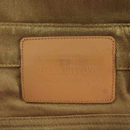Louis Vuitton Stretch Pants 36 Gold Color Beige Straight Full Length