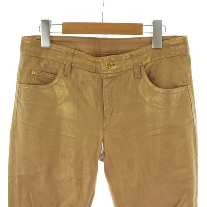 Louis Vuitton Stretch Pants 36 Gold Color Beige Straight Full Length