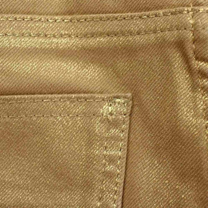 Louis Vuitton Stretch Pants 36 Gold Color Beige Straight Full Length
