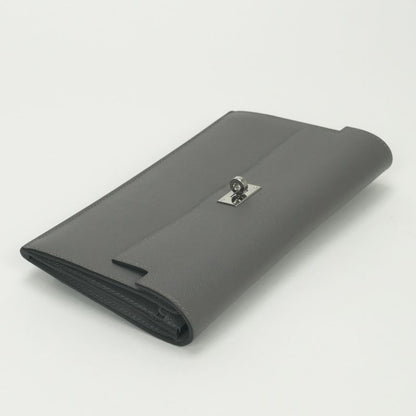 Hermes Kelly Pocket Wallet Clutch Grismeyer Gray