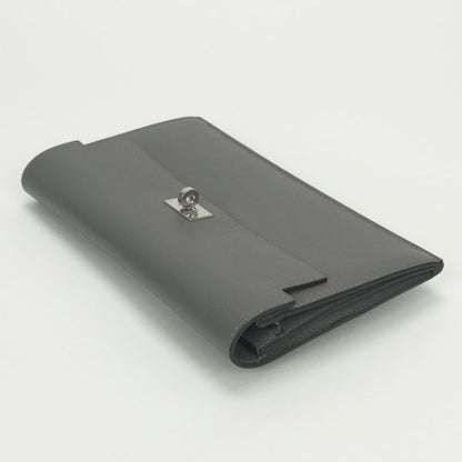 Hermes Kelly Pocket Wallet Clutch Grismeyer Gray