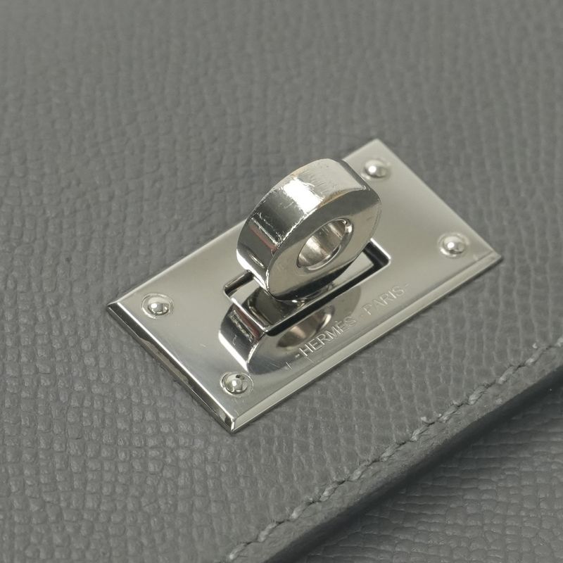 Hermes Kelly Pocket Wallet Clutch Grismeyer Gray