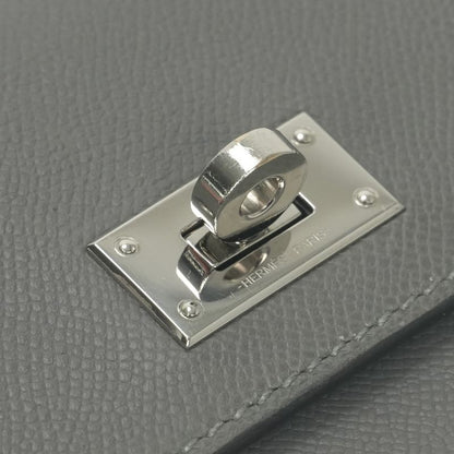 Hermes Kelly Pocket Wallet Clutch Grismeyer Gray