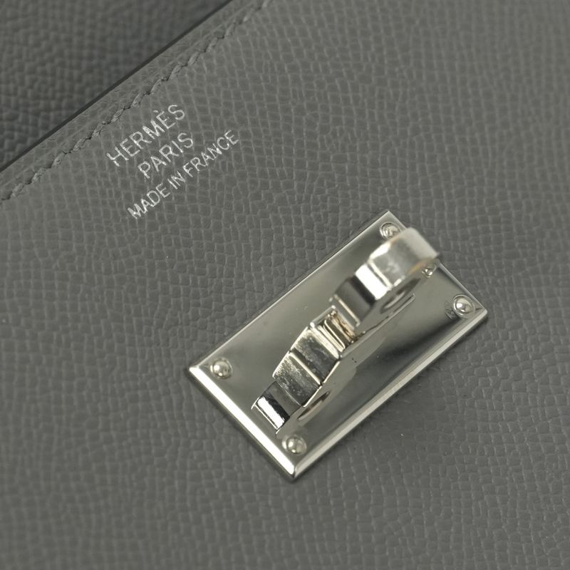 Hermes Kelly Pocket Wallet Clutch Grismeyer Gray