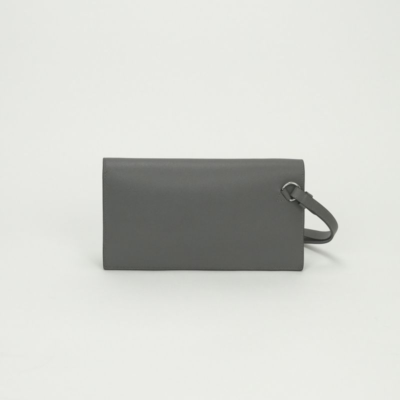 Hermes Kelly Pocket Wallet Clutch Grismeyer Gray