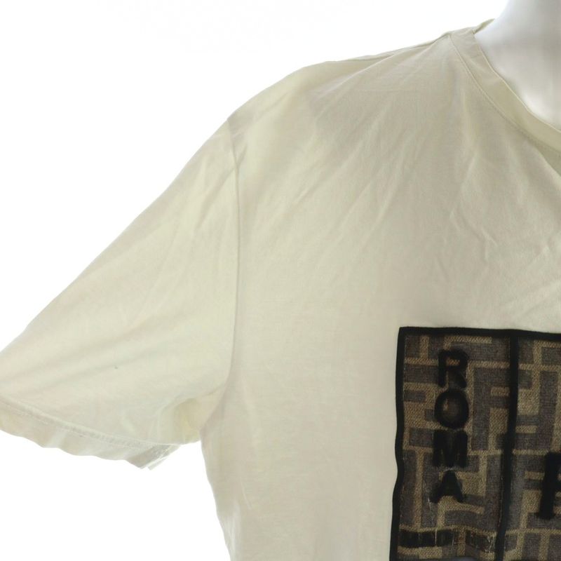 Fendi T-Shirt Short Sleeve Logo Zucca Pattern L White