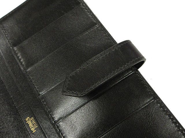 Hermes Classic Bearn Wallet Black Gold Black