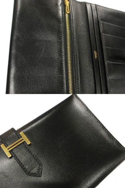 Hermes Classic Bearn Wallet Black Gold Black