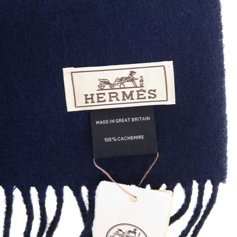 Hermes Rectoverso 01 Cashmere Marine Navy Scarf Marine Ocean