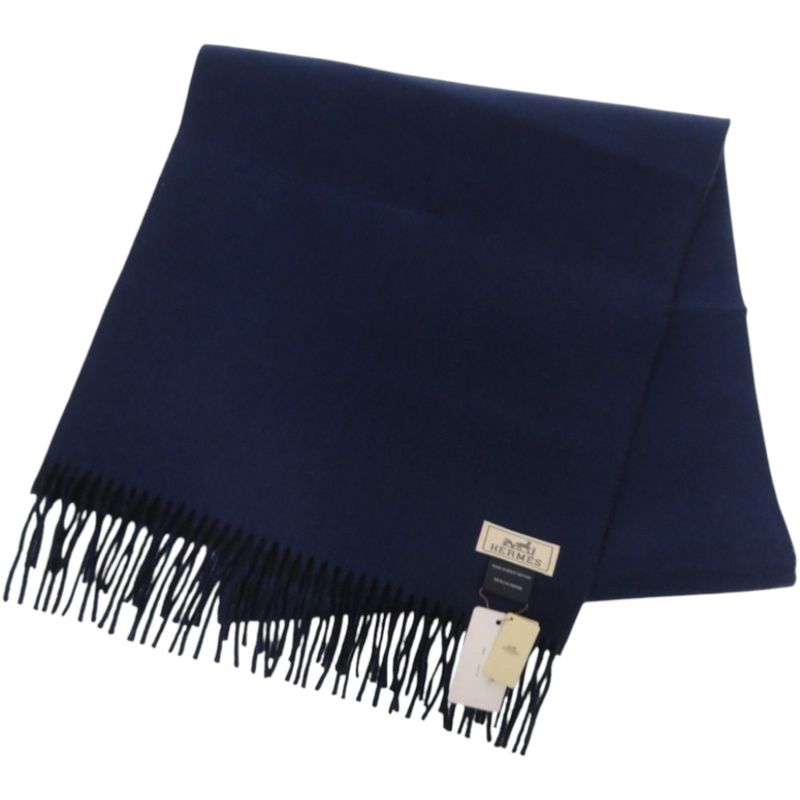 Hermes Rectoverso 01 Cashmere Marine Navy Scarf Marine Ocean