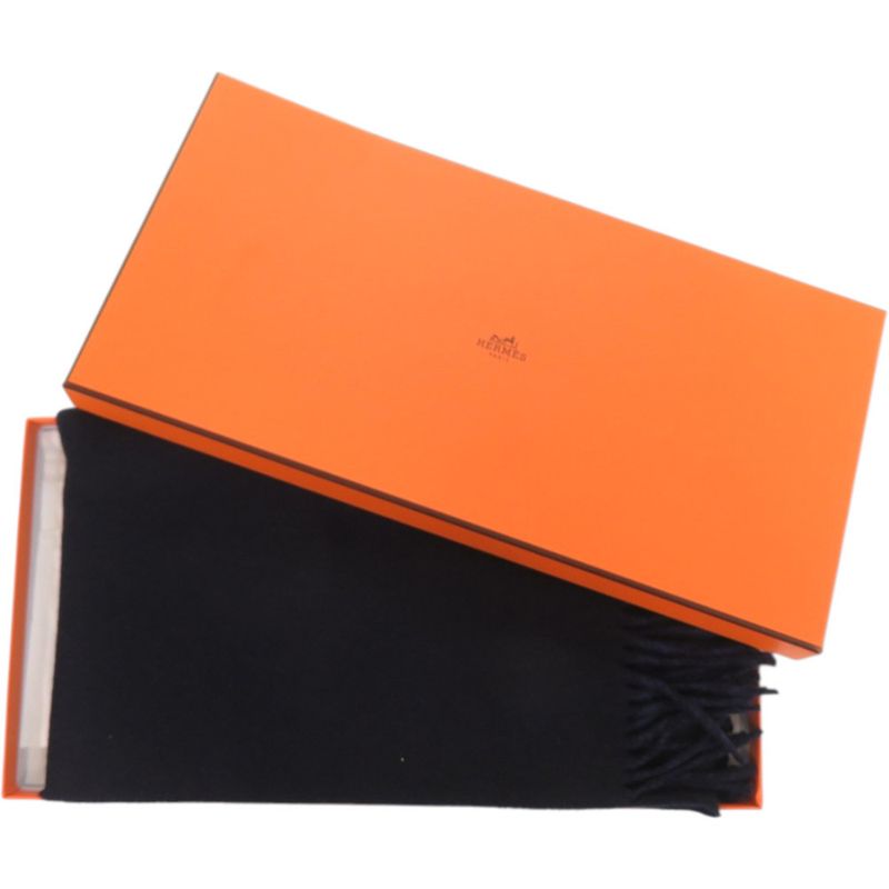 Hermes Rectoverso 01 Cashmere Marine Navy Scarf Marine Ocean