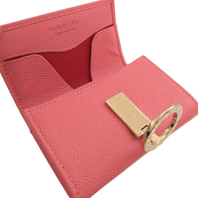 Bvlgari Leather Pink Coin Case Wallet