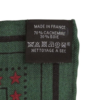 Hermes Carre Zouaves Et Dragons Cashmere Silk Verloden Gold Green Verloden Bold