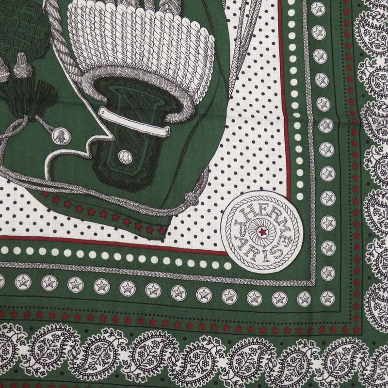 Hermes Carre Zouaves Et Dragons Cashmere Silk Verloden Gold Green Verloden Bold