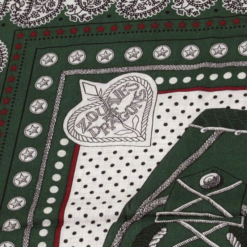 Hermes Carre Zouaves Et Dragons Cashmere Silk Verloden Gold Green Verloden Bold