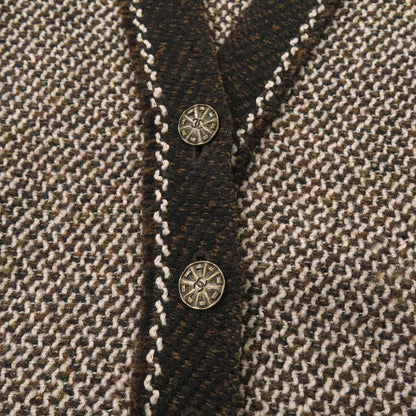 Chanel Tweed Set 38 Wool Brown Skirt