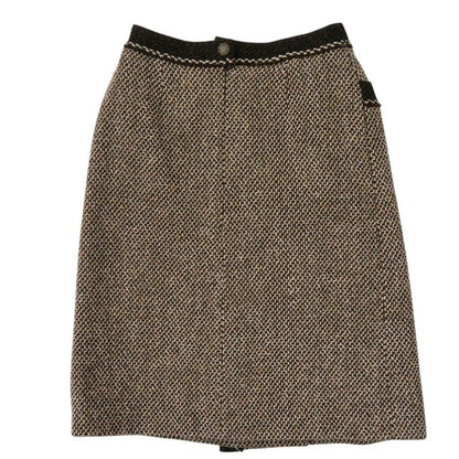 Chanel Tweed Set 38 Wool Brown Skirt
