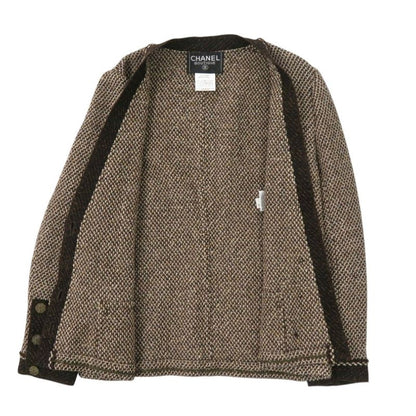 Chanel Tweed Set 38 Wool Brown Skirt