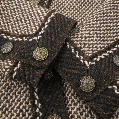 Chanel Tweed Set 38 Wool Brown Skirt