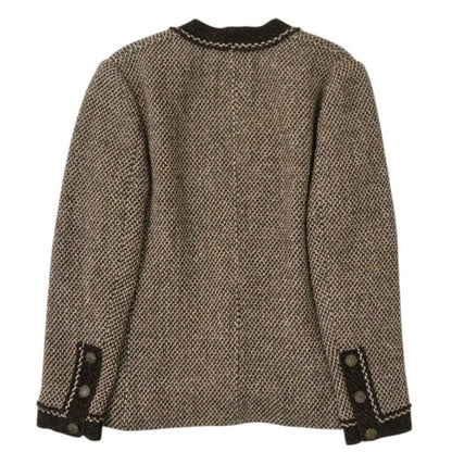 Chanel Tweed Set 38 Wool Brown Skirt