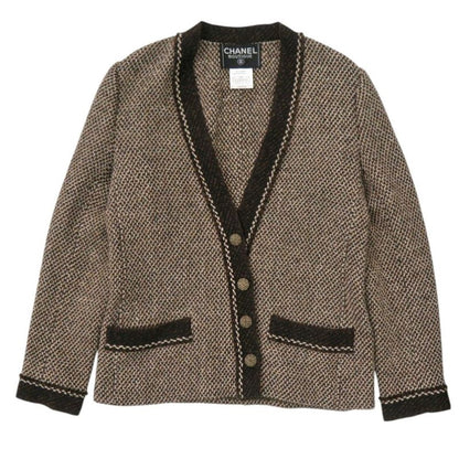 Chanel Tweed Set 38 Wool Brown Skirt