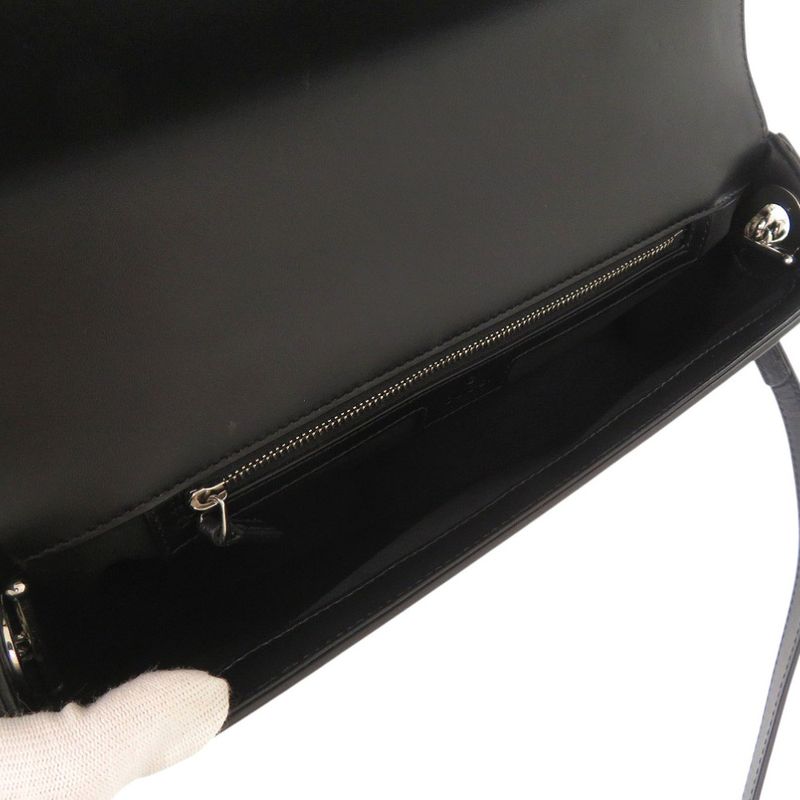 Gucci Double Leather Black Shoulder Bag