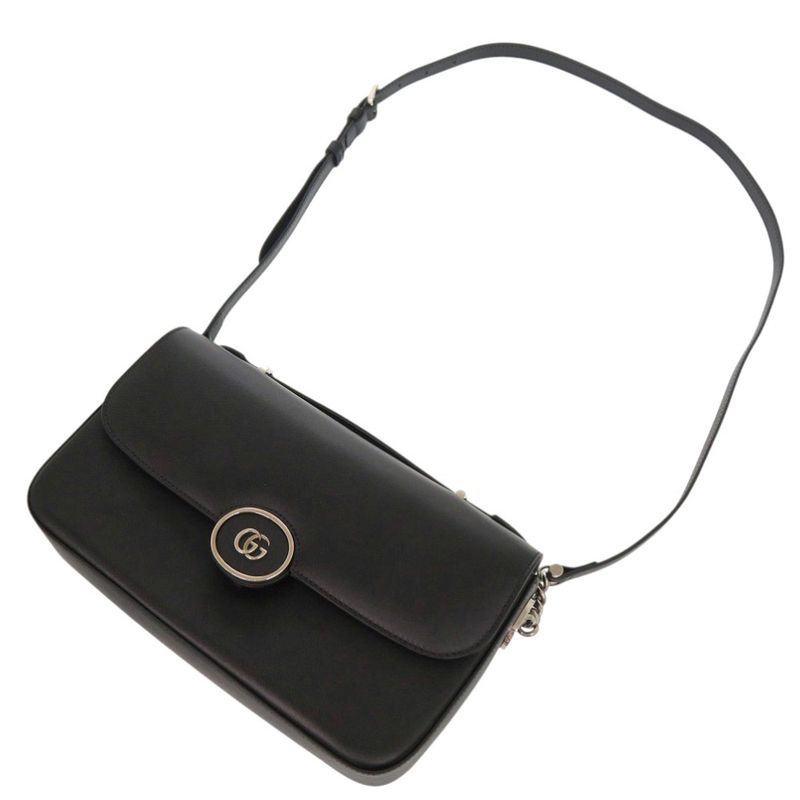 Gucci Double Leather Black Shoulder Bag
