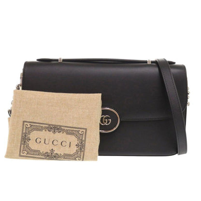 Gucci Double Leather Black Shoulder Bag