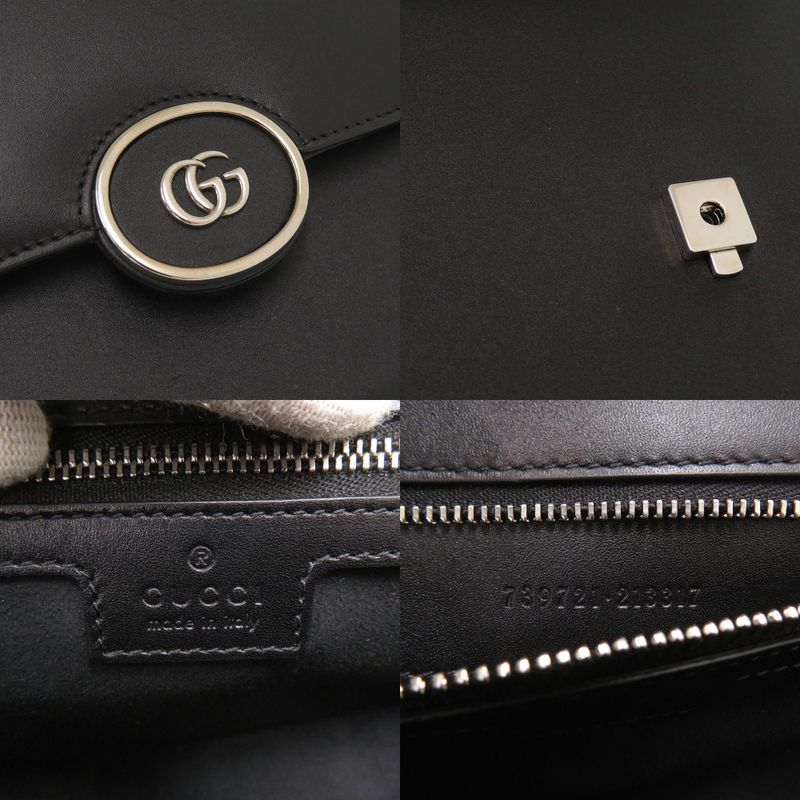 Gucci Double Leather Black Shoulder Bag