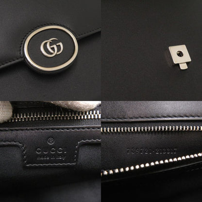 Gucci Double Leather Black Shoulder Bag