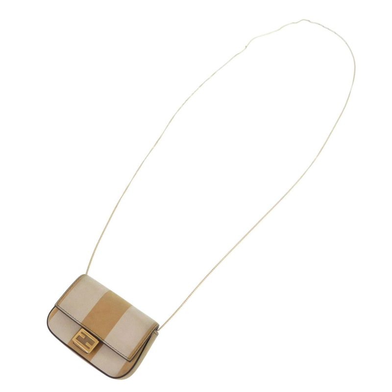 Fendi Nano Bucket Suede Beige Mini Chain Shoulder Bag Charm