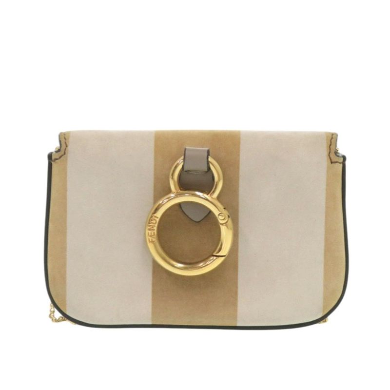 Fendi Nano Bucket Suede Beige Mini Chain Shoulder Bag Charm
