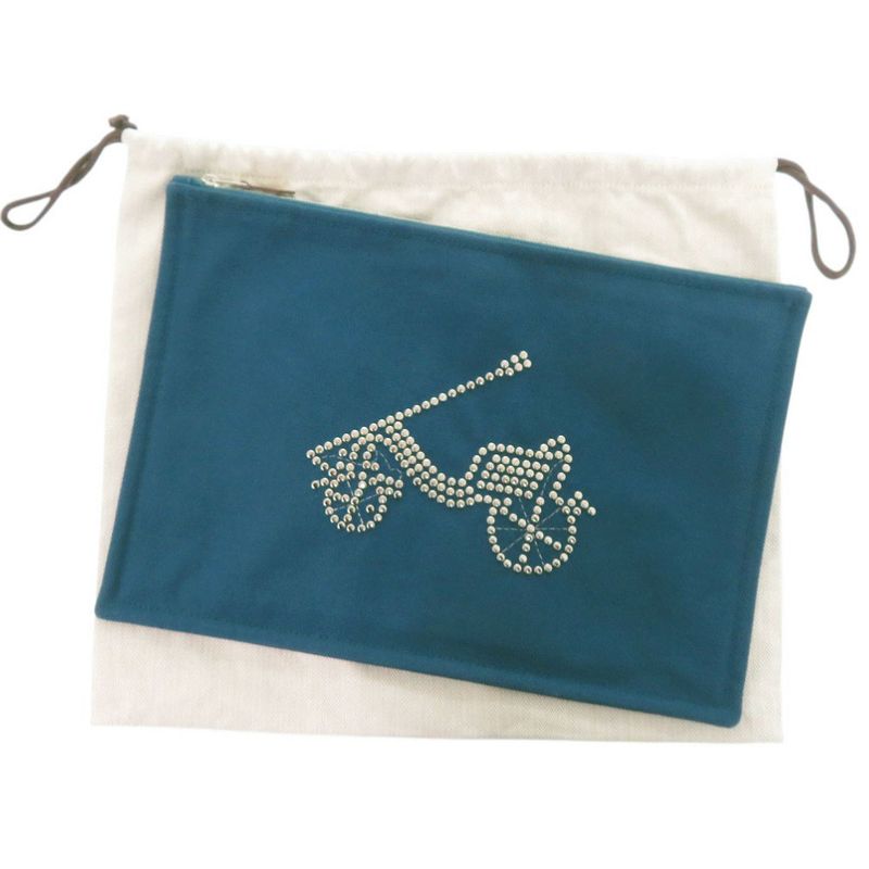 Hermes Petit Duc Flat Pouch GM Cotton Blue
