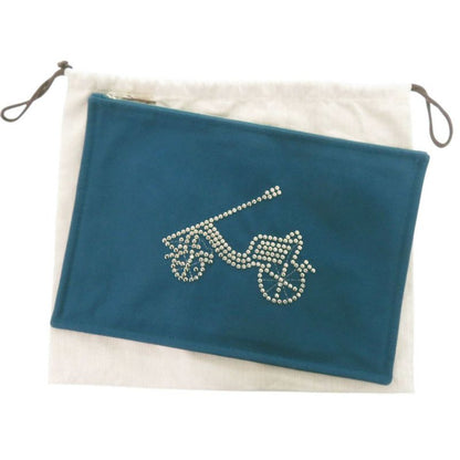 Hermes Petit Duc Flat Pouch GM Cotton Blue