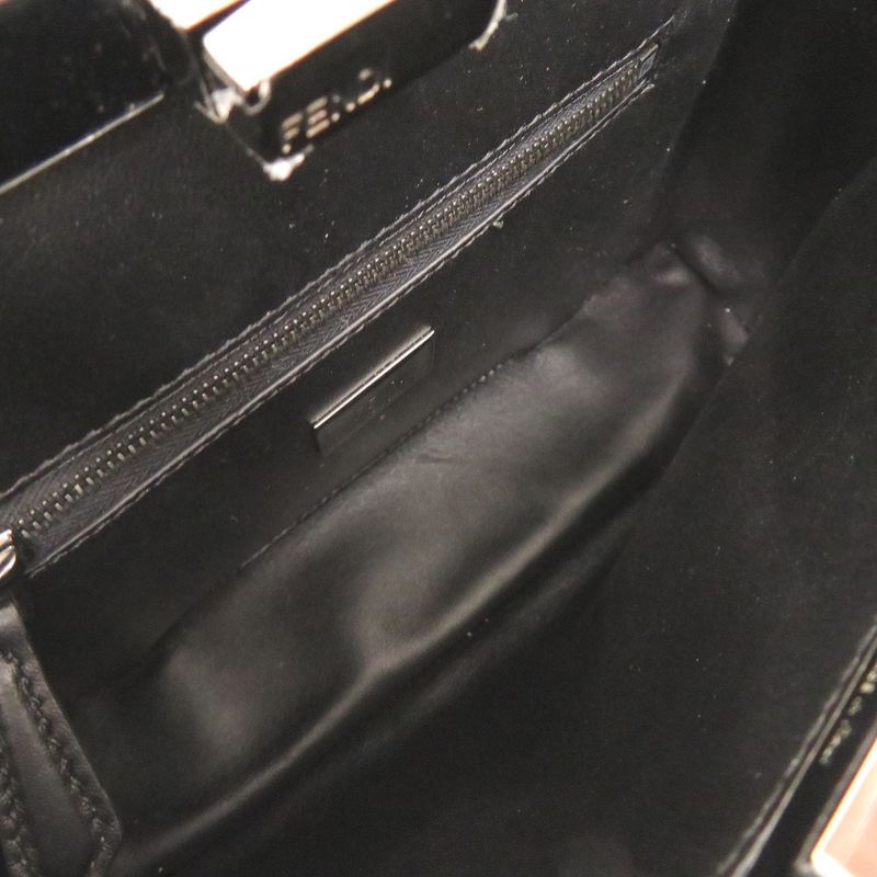 Fendi Mini Peekaboo Patent Leather Black Red 2-Way Shoulder Bag