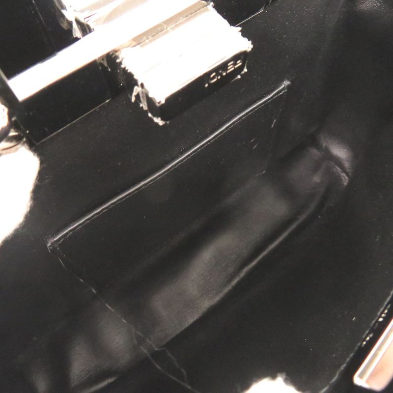 Fendi Mini Peekaboo Patent Leather Black Red 2-Way Shoulder Bag