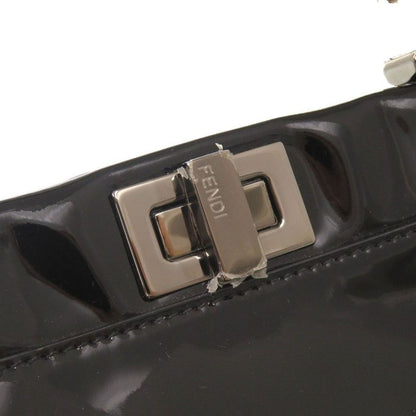 Fendi Mini Peekaboo Patent Leather Black Red 2-Way Shoulder Bag