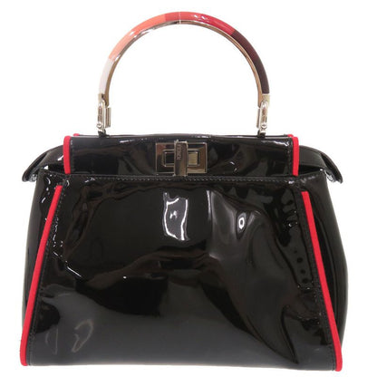 Fendi Mini Peekaboo Patent Leather Black Red 2-Way Shoulder Bag