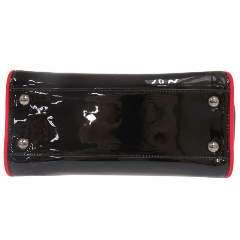 Fendi Mini Peekaboo Patent Leather Black Red 2-Way Shoulder Bag