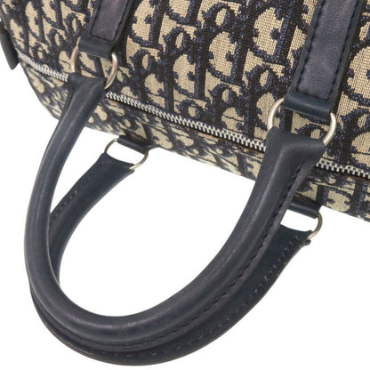 Dior Trotter Canvas Leather Navy Beige Mini Boston Bag Navybeige