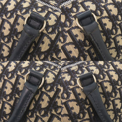 Dior Trotter Canvas Leather Navy Beige Mini Boston Bag Navybeige